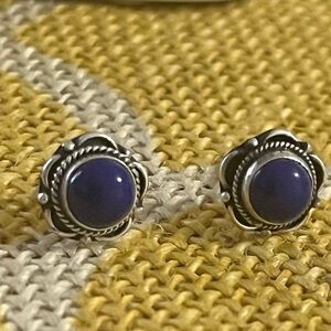 Silver and Lapis Stud Earrings